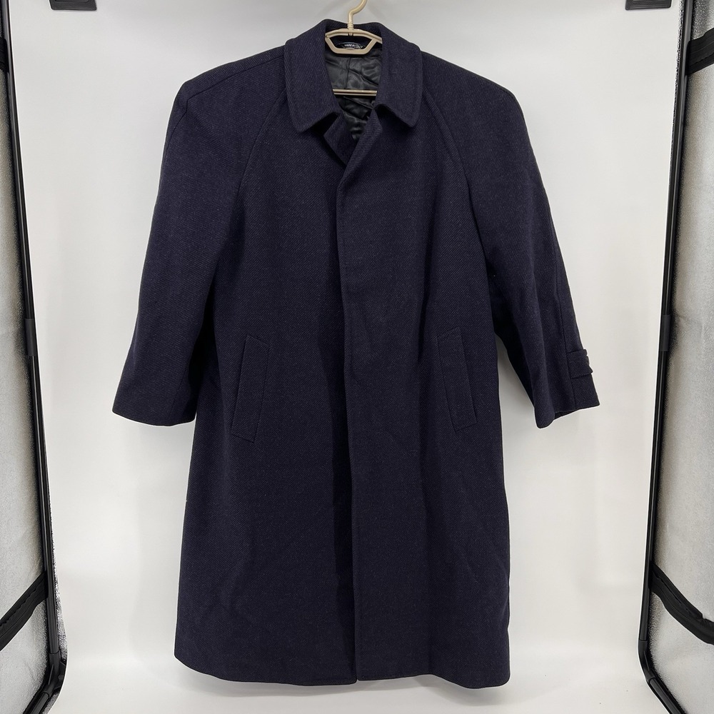 Canali Milano‎ for Bloomingdale's Men's 100% Wool Overcoat Trench Navy Blue